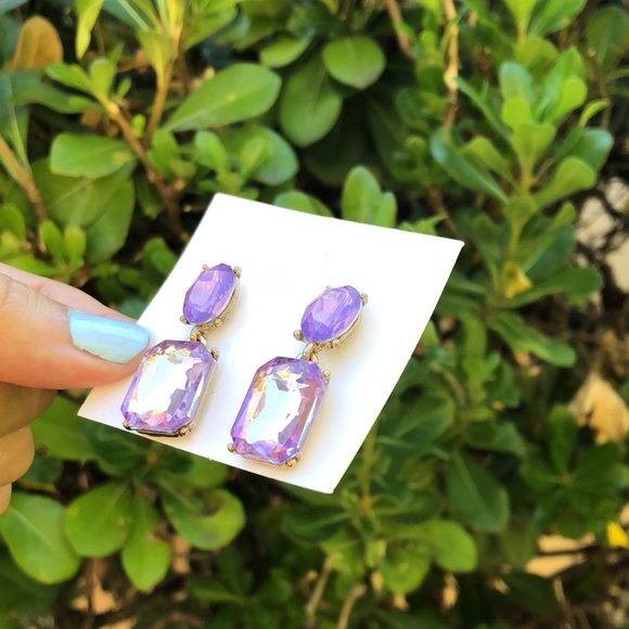 Purple Opal + Amethyst-Lavender Purple Crystal Dangle Earrings - Picture 4 of 5